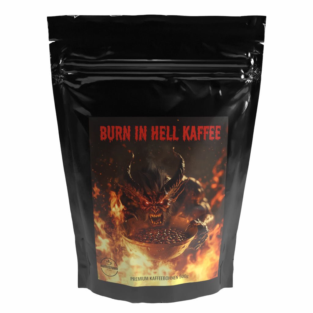 Geschenk Kaffee 'BURN IN HELL' Motiv 2 - Premium Kaffeebohnen - Kaffeestudio Shop