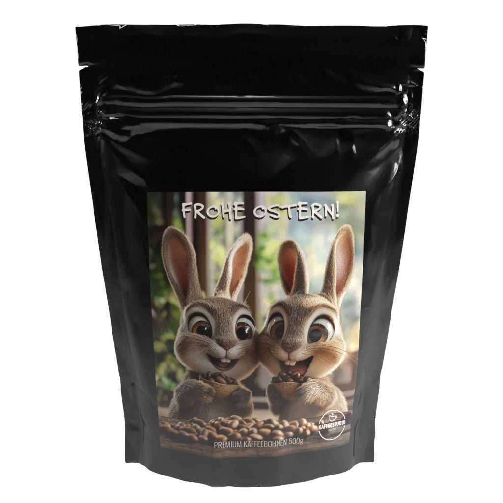 Geschenk Kaffee 'FROHE OSTERN' Motiv 1 - Premium Kaffeebohnen - Kaffeestudio Shop