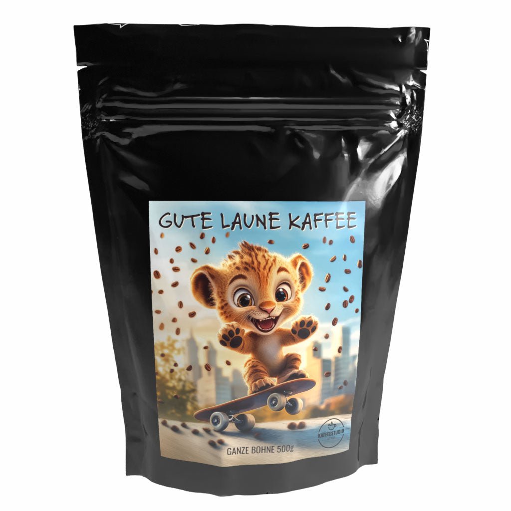 Geschenk Kaffee 'GUTE LAUNE' Motiv Luka - Premium Kaffeebohnen - Kaffeestudio.at